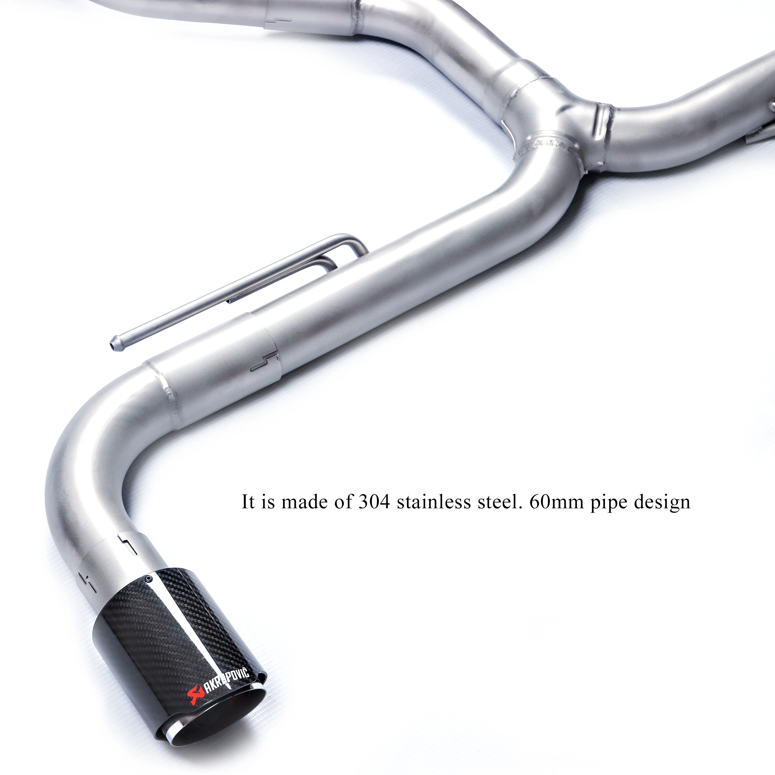 Catback exhaust system for the Golf 6 GTI (MK6), 7 GTI (MK7), 7.5 GTI, and 8 GTI (MK8). Features a Muffler with a valve