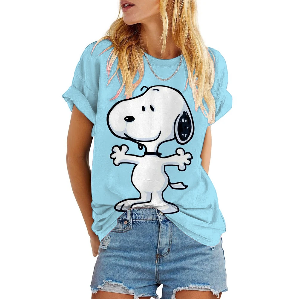 Women's Loose And Comfortable Short-sleeved Top New Snoopy print Fashion Short-sleeved Summer Sports Casual Round Neck T-shirt