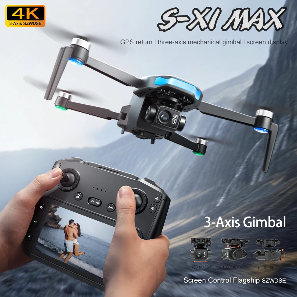 S-X1 MAX 4K طائرة بدون طيار احترافية مع كاميرا عالية الدقة 3-Axis Gimbal GPS Dron فرش 5G WIFI شاشة التحكم عن بعد أجهزة الاستقبال عن بعد اللعب #1