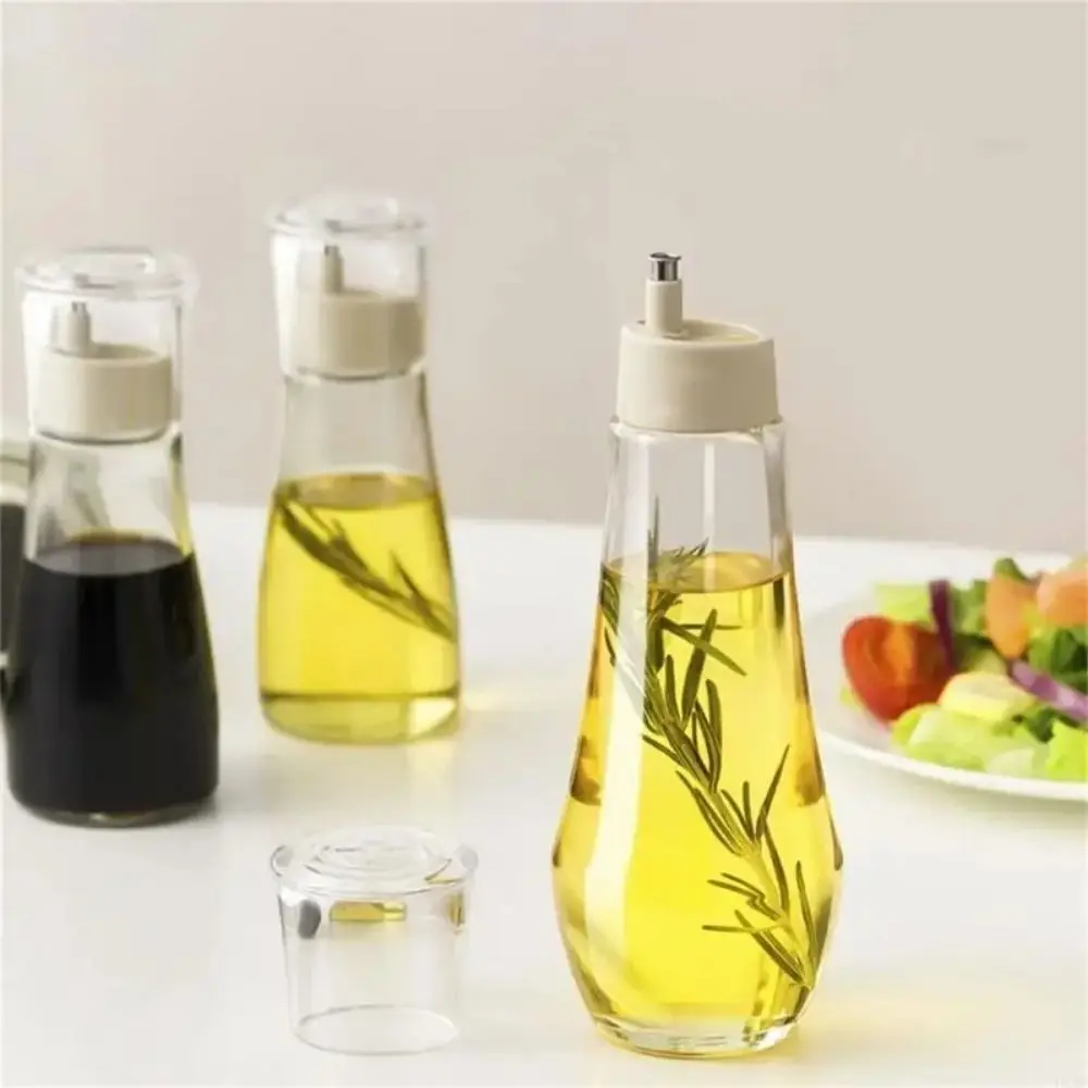 Refillable Glass Mouthwash Dispenser with Lid Portable Oil Pourer Bottle Leak-proof Multi-functional Kitchen Dispensing Bottle