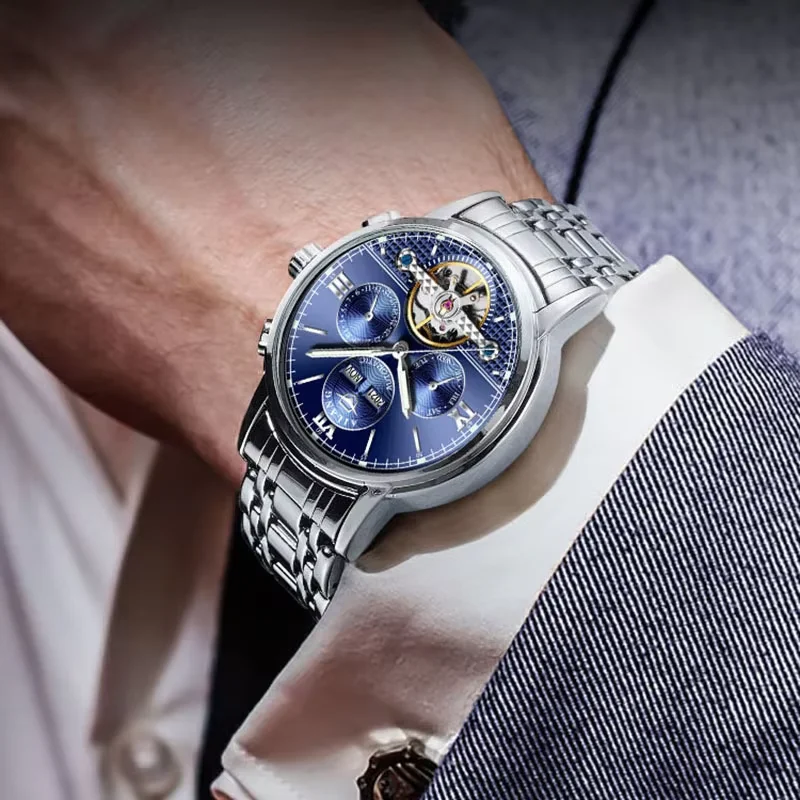2026 AILANG New Luxury Automatic Mechanical Watch for Men Stainless Steel Belt Waterproof Luminous Calendar Business Watch