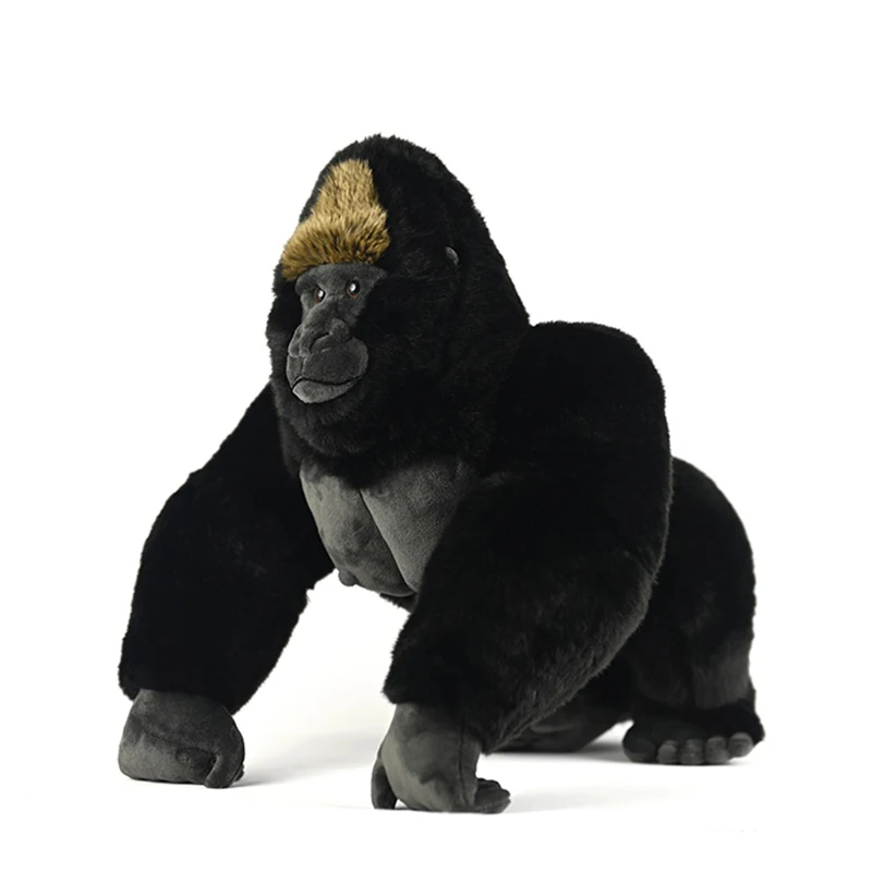 

38cm High Lifelike ​Silverback Gorilla Stuffed Animals Toy Soft Black Gorillas Apes Plush Toys For Kids Adult Gifts