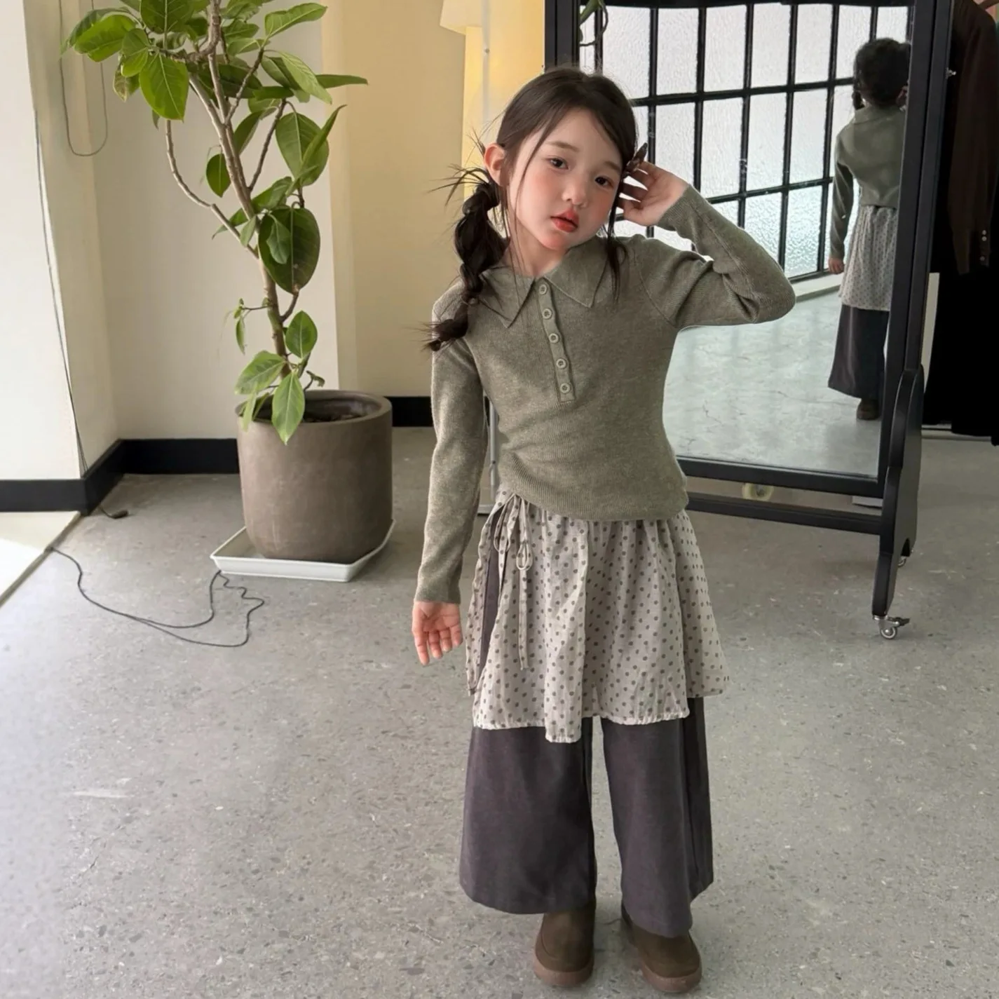 Girls Autumn Sweater 2026 Fall New Korean Knit Collar Versatile Base Layer Childrens Wear Sweater Pullover