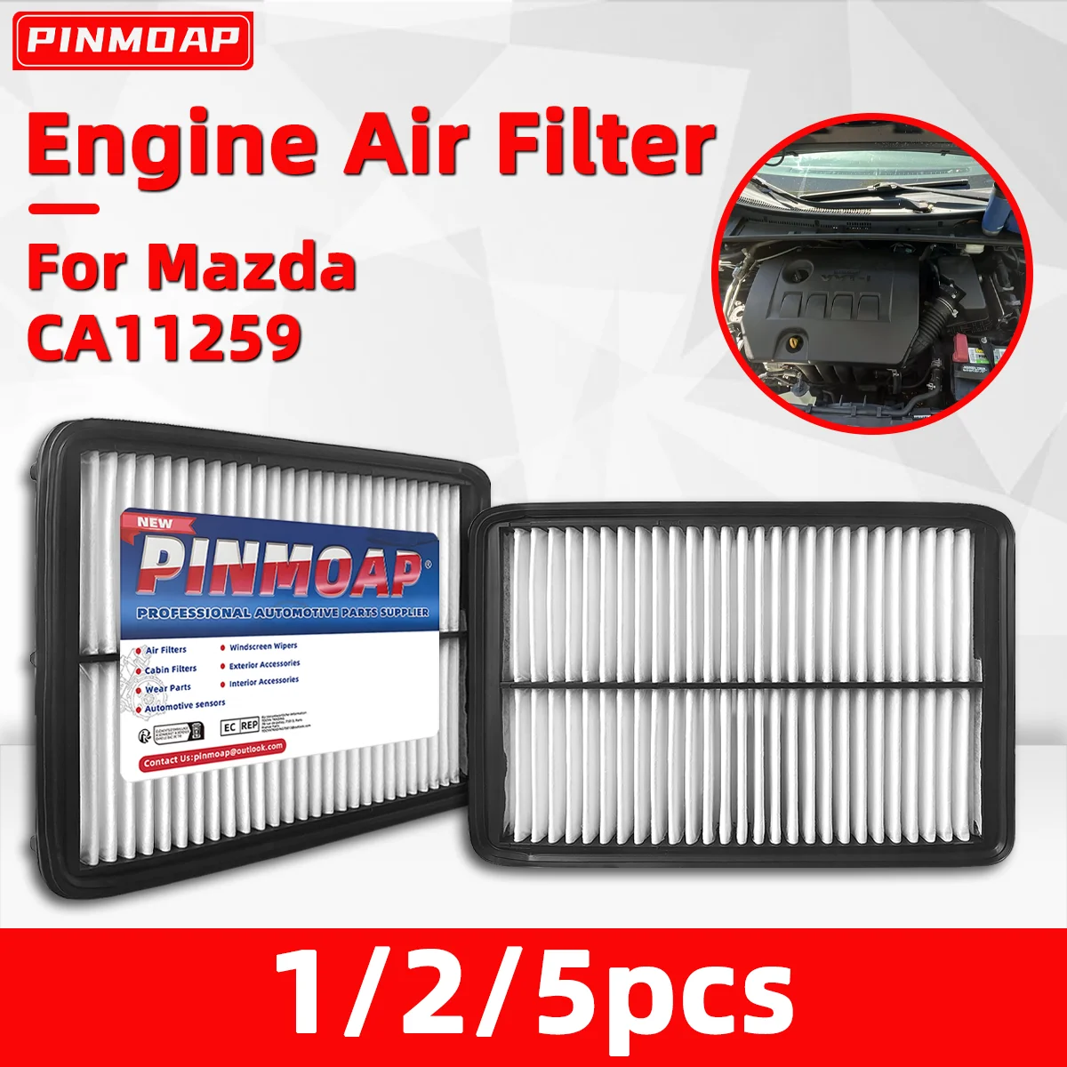 

1/2/5pcs Car Engine Air Filter For Mazda3/3 Sport/6/CX-5 Car Intake Filter Element CA11259 Car Replacement Parts