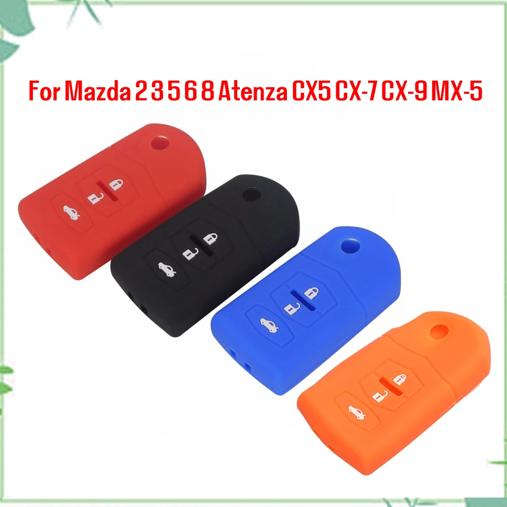 Jingyuqin New 3 Buttons Remote Silicone Car Key Cover Case For Mazda 2 3 5 6 8 Atenza CX5 CX-7 CX-9 MX-5 RX Keyrings Fold Flid