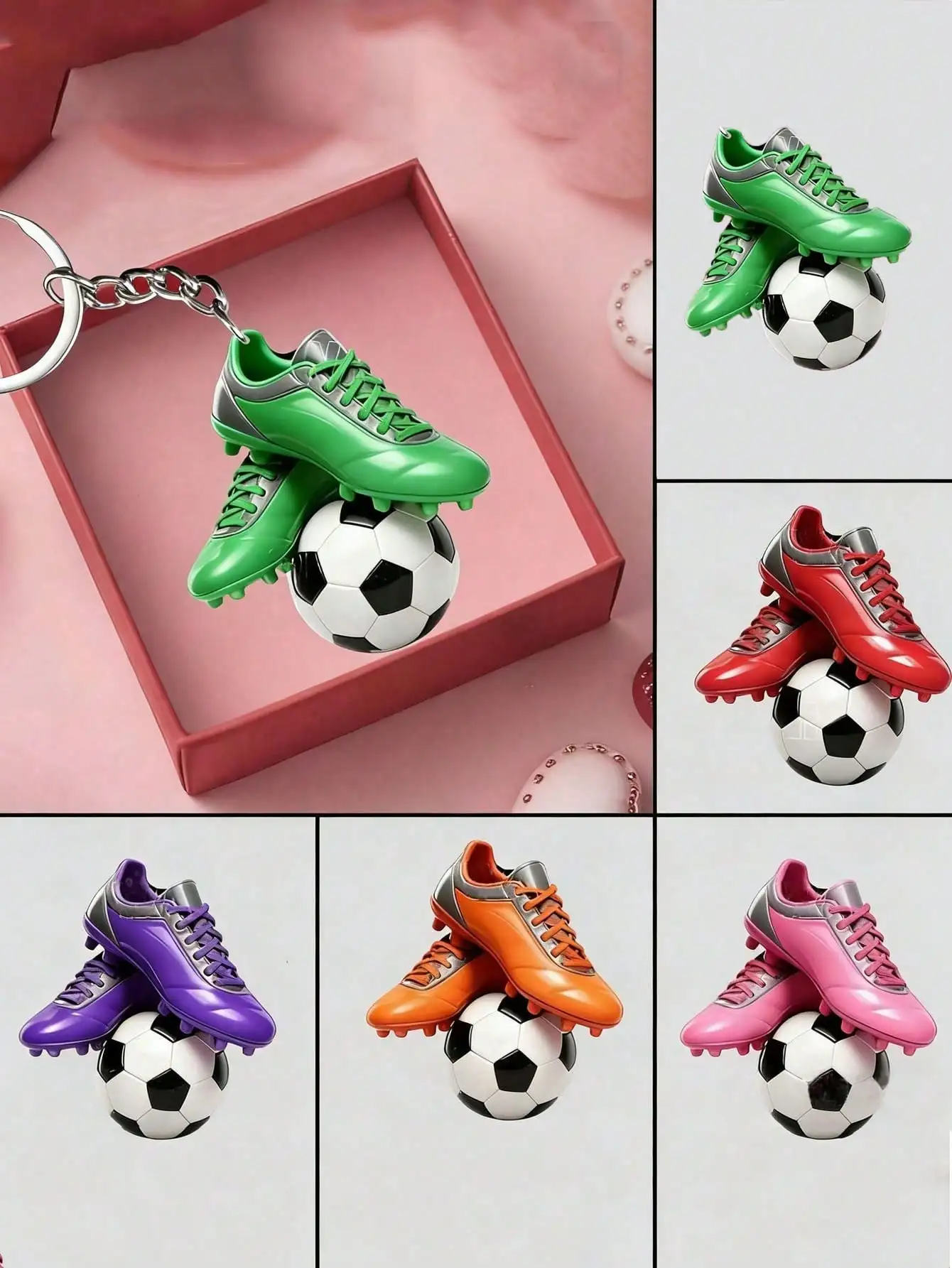 5pcs 2D Football Shaped Acrylic Keychains, Suitable For World Cup Decoration, P…