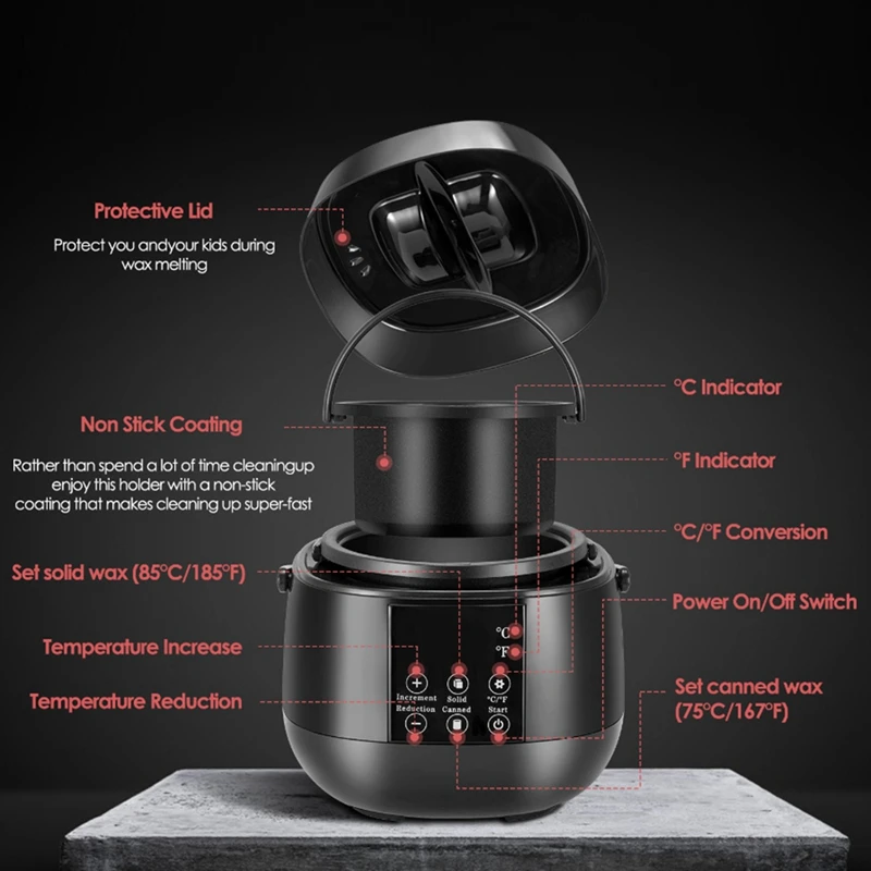 Candle Making Wax Melting Pot DIY Wax Melter for Candle Making LED Temperature Display for Adults Beginner US Plug-A79M