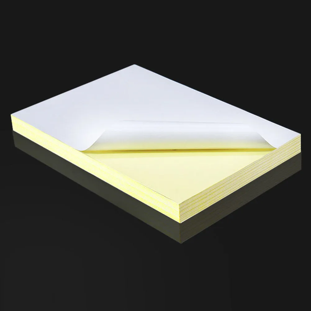 100Pcs Adhesive Labeling Paper A4 Laser Printing Sheet Self-Adhesive Typing Sticker Paper for Office School Home Use