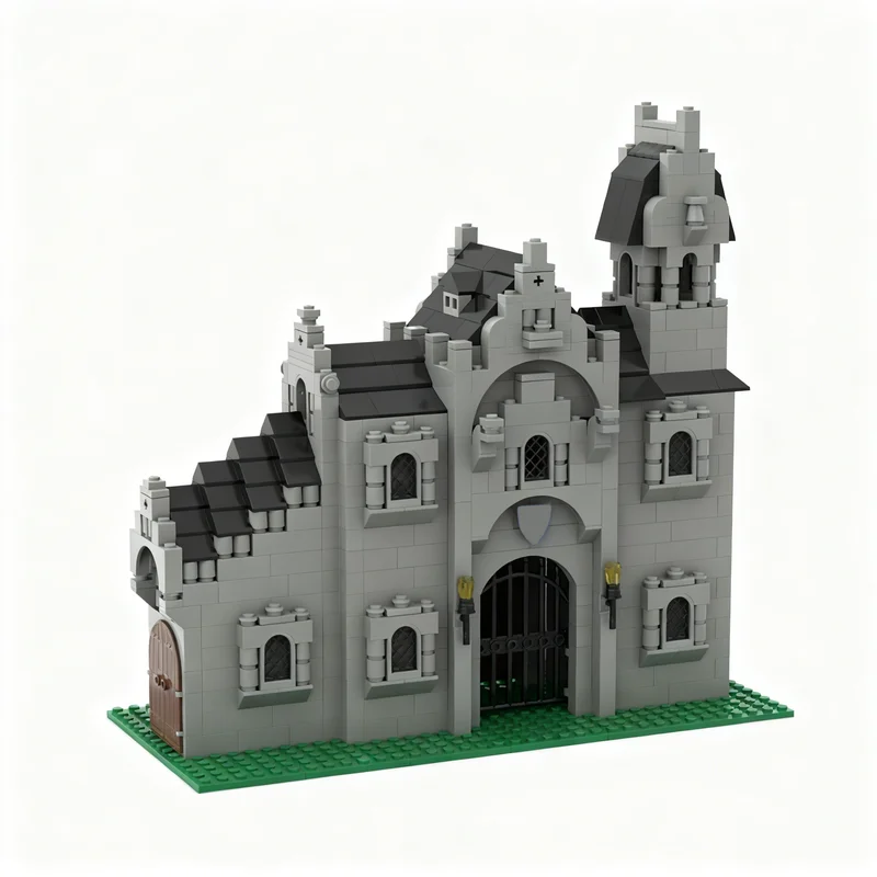 852 stuks MOC De Zwarte Valk S Gate House Kasteel Valken Model Speelgoed Kerstcadeaus Bouwstenen Architectuur DIY Creatief Idee