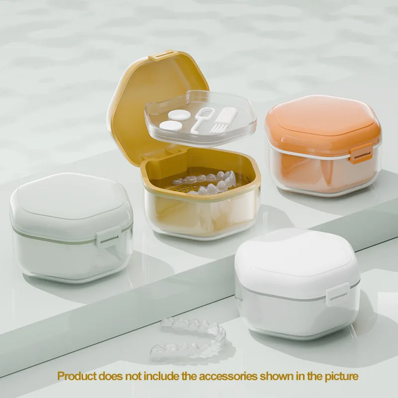 1pc Portable Plastic Oral Organizer, Multi - Functional Denture Box with Tool Storage, Drying & Cleaning Soaking Layers