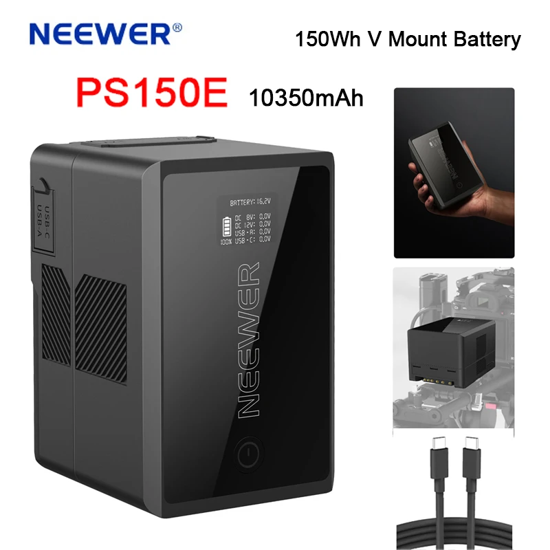 NEEWER PS150E 10350 мАч 150 Втч V Mount Ba Ttery OLED-дисплей для Iphone Ipad Macbook светодиодный светильник для видеокамеры видеокамеры