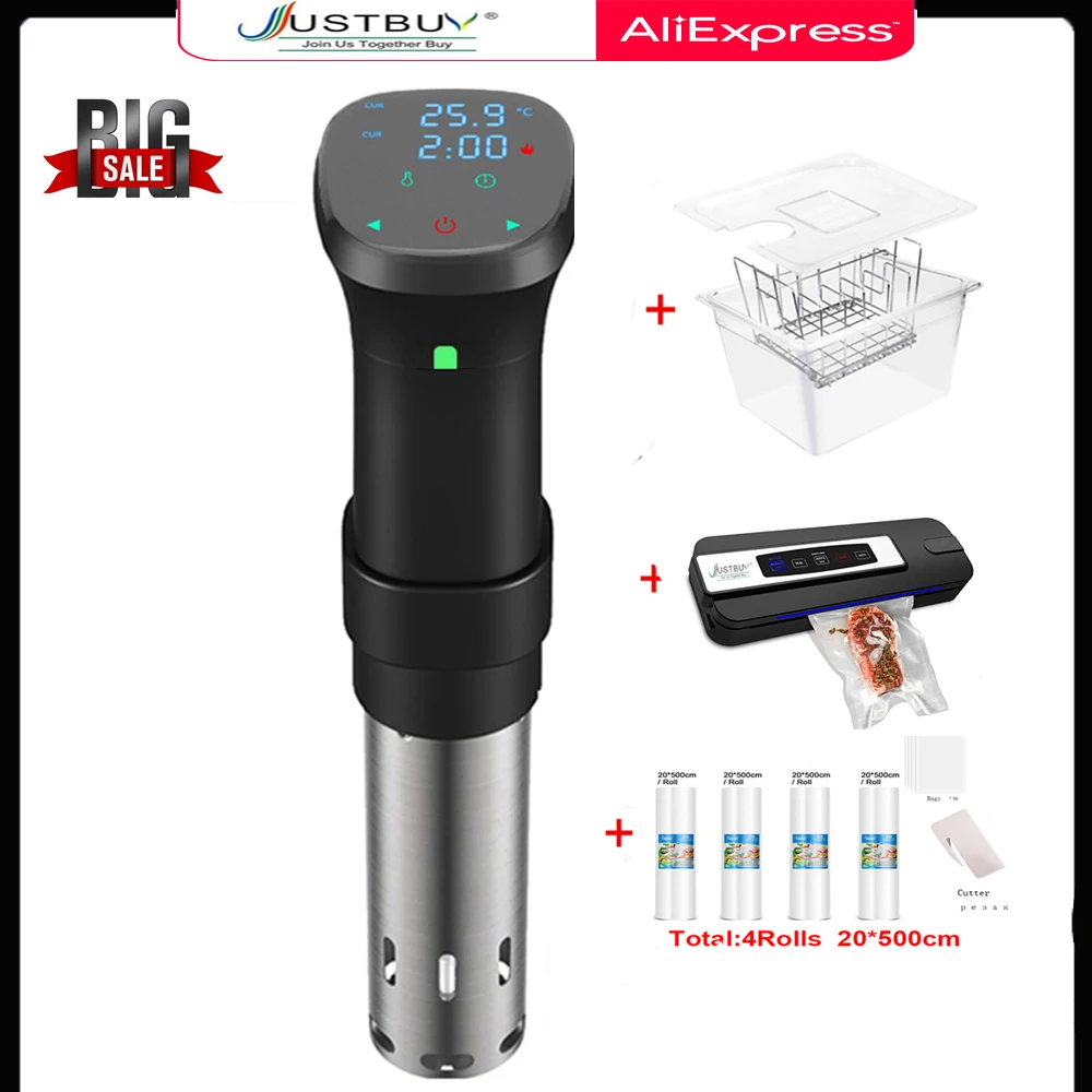 7th Generation IPX7 Waterproof 1800W LCD Touch Sous Vide Cooking  Immersion Circulator Slow Cooker Machine