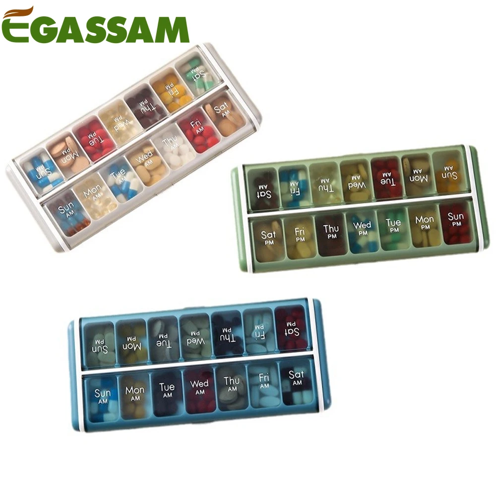 

1Pcs Weekly Pill Organizer - 7-Day Pill Case, Medicine Planner, Vitamin Organizer, 2 Times a Day AM/PM, 14Compartments