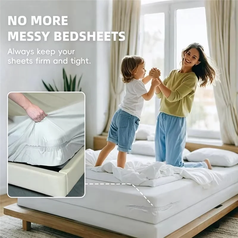 

AB41-Open Corner Bed Sheet Holder With Lock Strips,Duty Bedsheet Clips With Enhanced Straps Mattress, Keep Sheet Firm