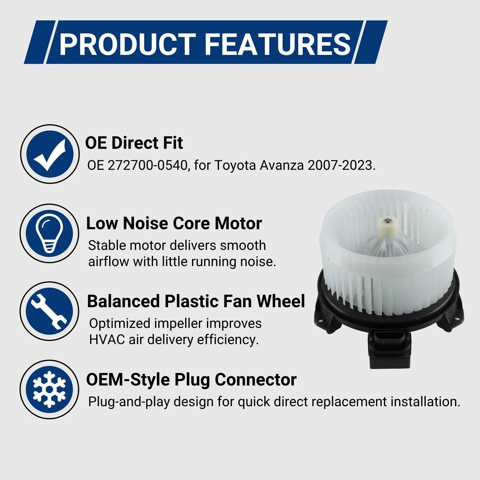 272700-0540  Auto AC Conditioning Electronic Heating Fan Automotive Blower Motor For Toyota Avanza 2007-2023