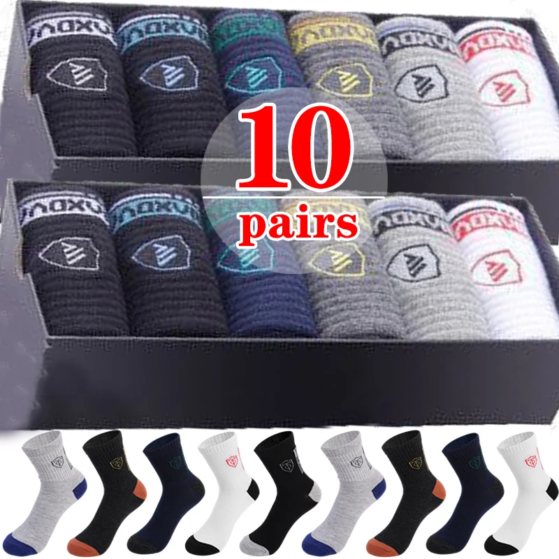 5/10Pairs Apring And Fall Mens Sport Socks Summer Leisure Sweat Absorbent Comfortable Thin Breathable Basketball Meias EU 38-43