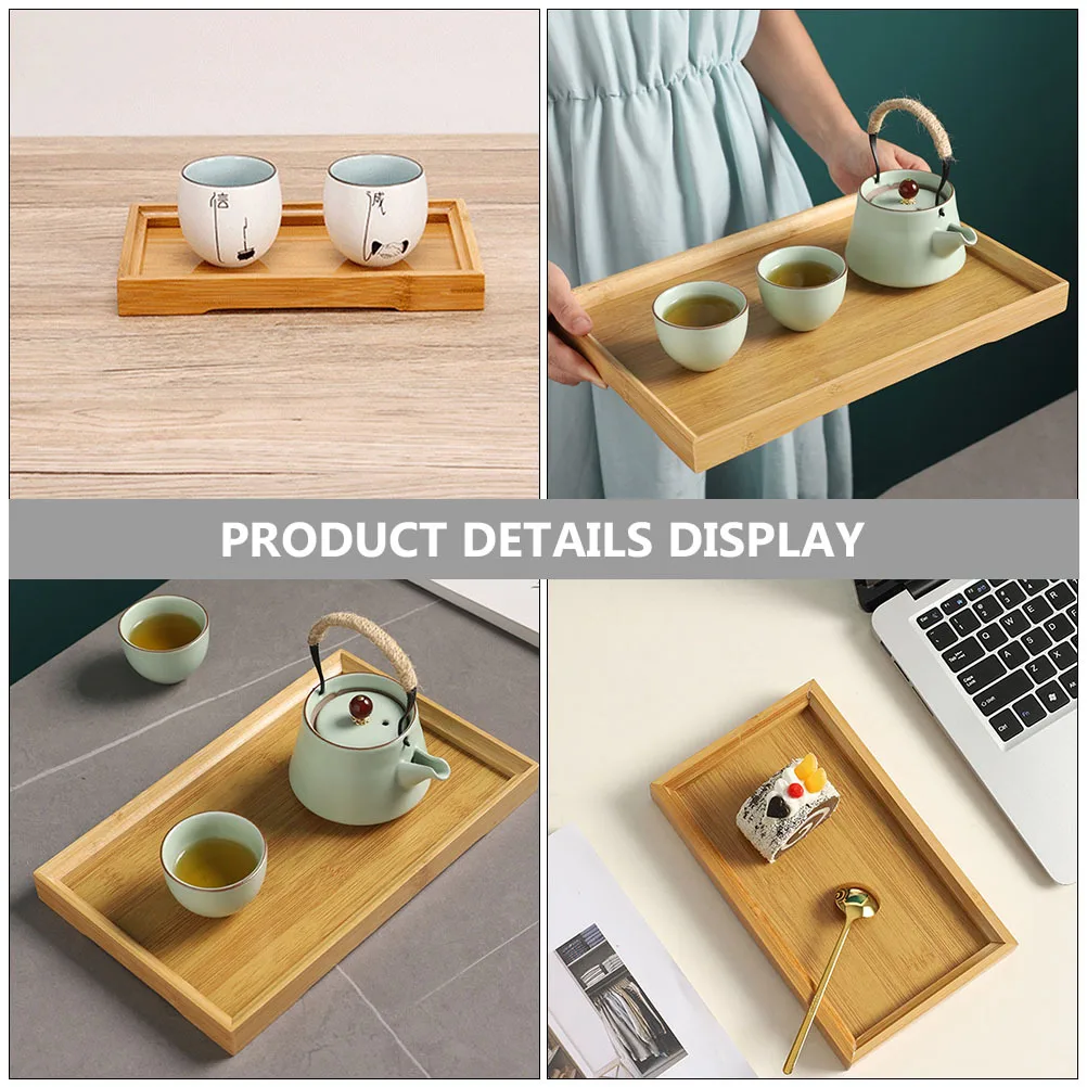 

3 Pcs Bamboo Tray Bathroom Storage Organizer Vanity Organizers for Counter Bread