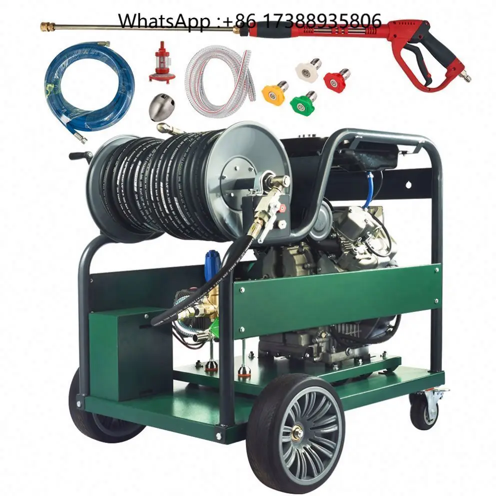 Industrial 50L 150 Bar High Pressure Pipe Cleaner  Water Jetter Drain Machine Sewer Cleaning Equipment With Parts