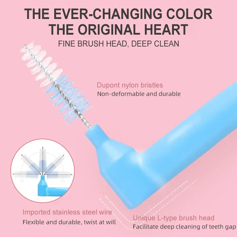 Individually 10PCS L-Shape Interdental Brush Wire Orthodontic Interdental Brush Orthodontic Toothbrush Soft Bristle Oral Care