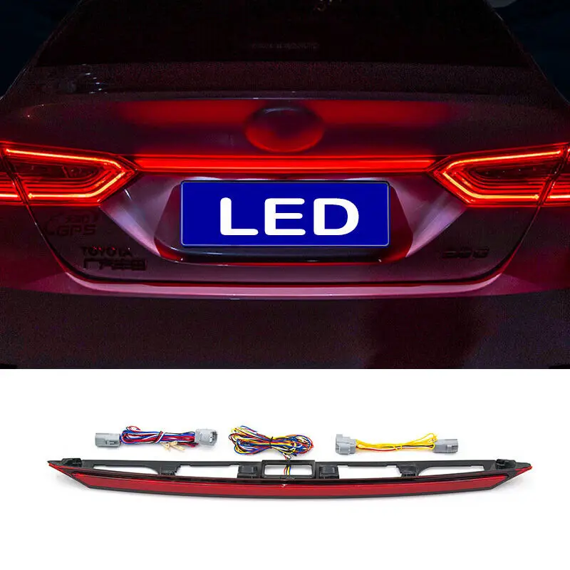 For Toyota Camry 2018-2021 Black Red Car Rear Door Trunk LED Tail Light Cover