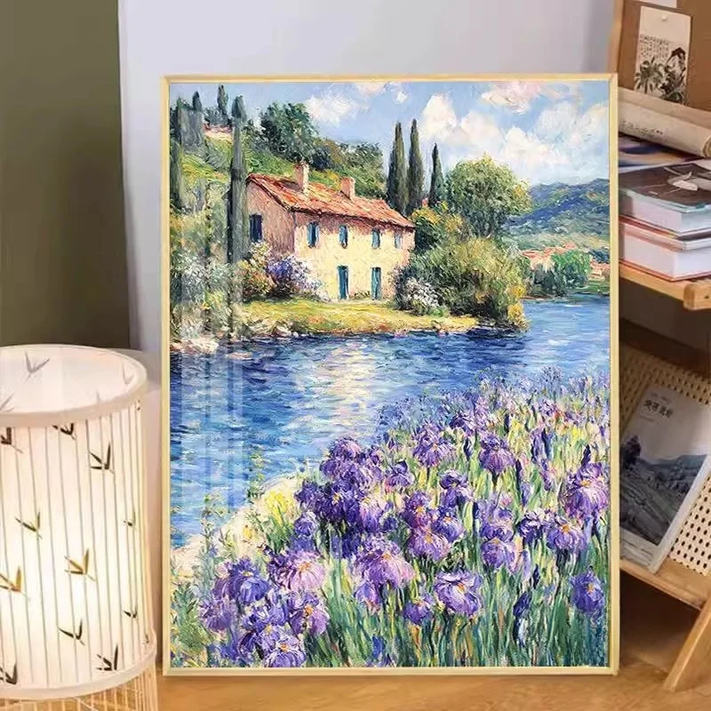 

Современный простой набор для вышивания крестиком «Ирис», ручная работа, декоративная алмазная живопись для гостиной, высокая эстетическая ценность, хлопковая ткань