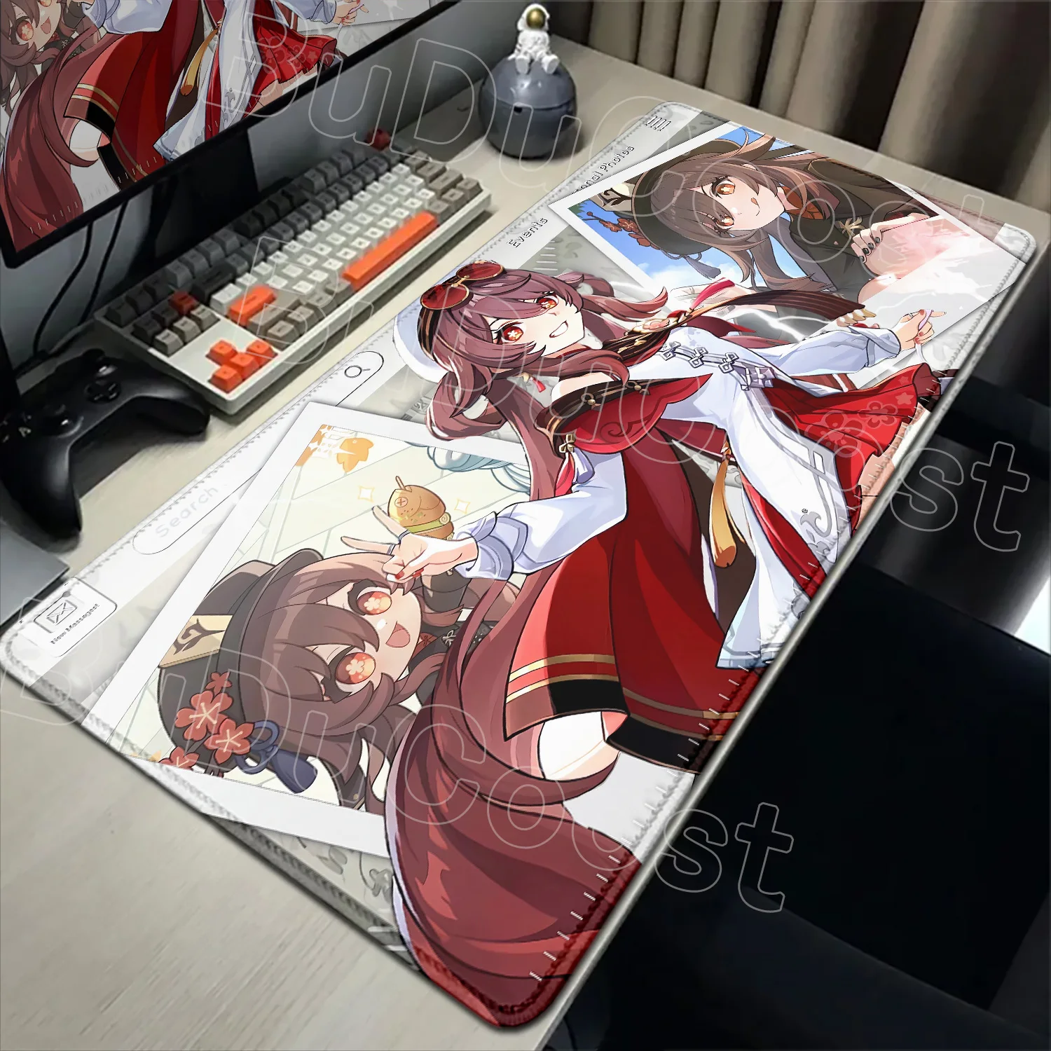 2026 New Wallpaper Genshin Impact Mousepad Cute Kawaii Hu Tao Anime Mouse Pad Large Gaming Mousepad Pc Desk Gamer Keyboard Pads