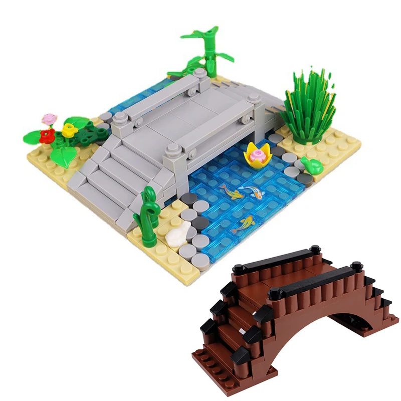 

Compatible With LEGO MOC City Park Scene Plant Lotus Pond Bridge Viewing Building Blocks Toys Bricks Farm Pasture