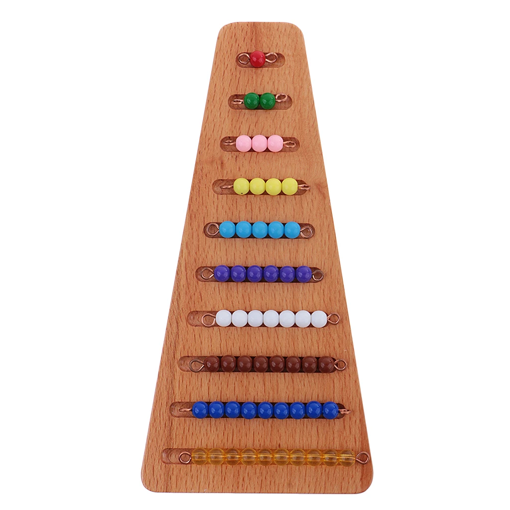 Montessori Toy Wooden Tray with Colored Beads Kids Learning Toys Early Math Materials for Children 3 to 7 Years
