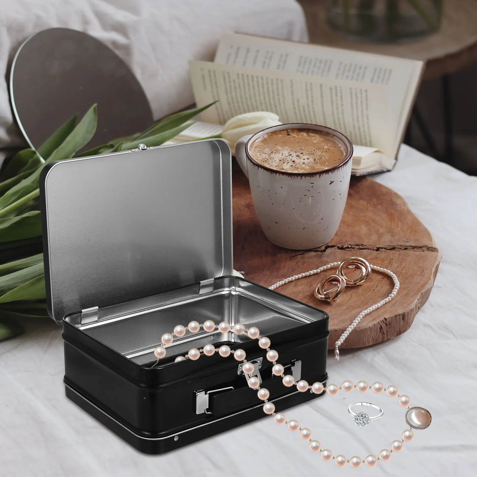 

Tinplate Box 205x150x75 White Large Capacity Storage Desk ganizer Jewelry Gift Box Travel Keepsake Holder Sundries