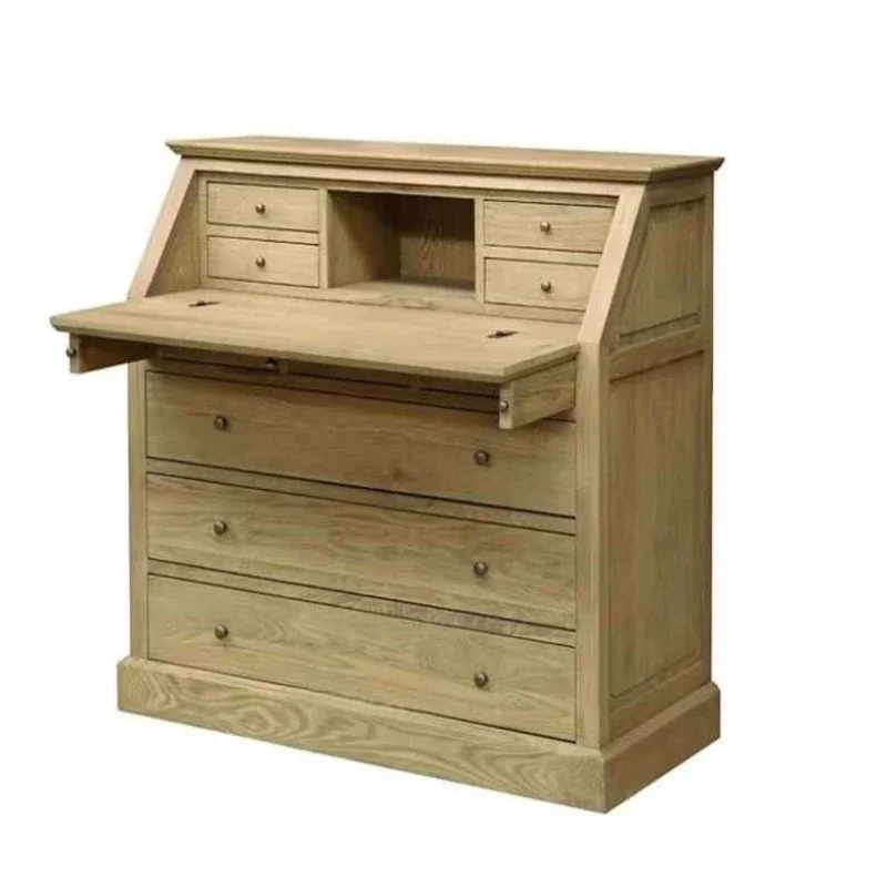 Solid wood desk folding chest multi-function flip dresser desk