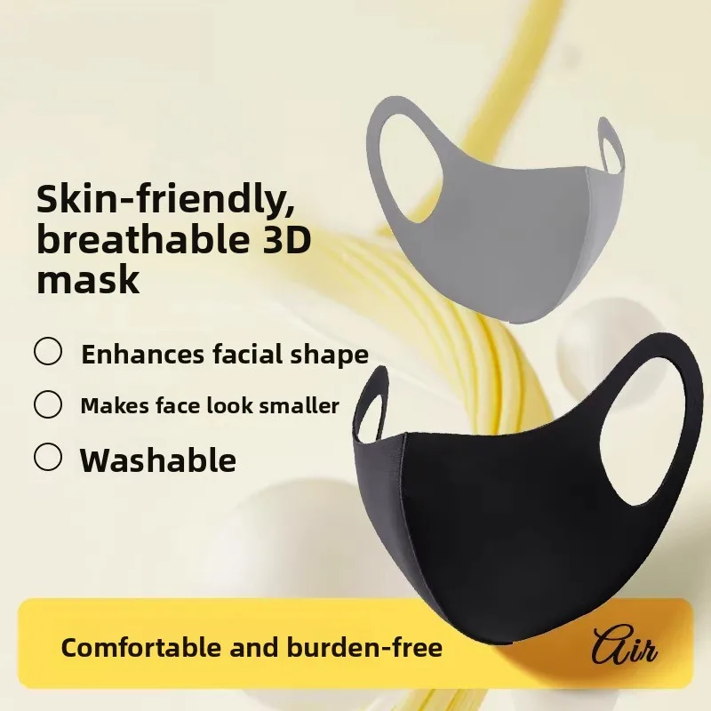 

3D-стереомаска из ледяного шелка, пылезащитная, моющаяся, хлопковая, дышащая, модная, универсальная, в индивидуальной упаковке, для взрослых, медицинская...