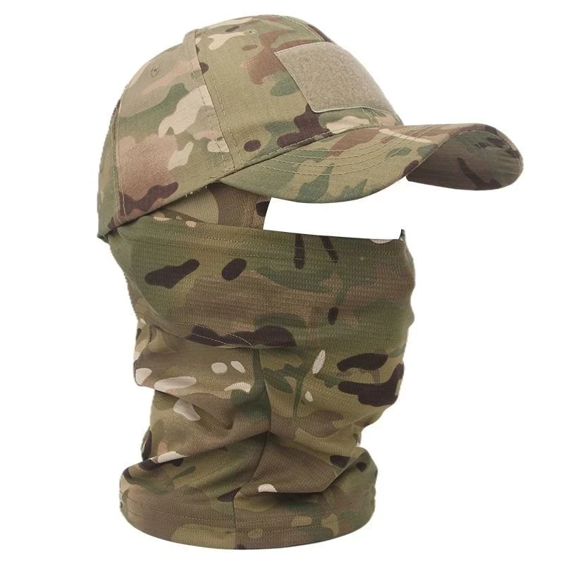 Gorra de béisbol táctica del ejército con capucha militar, sombreros de sol Snapback de verano, pasamontañas de camuflaje al aire libre, Media