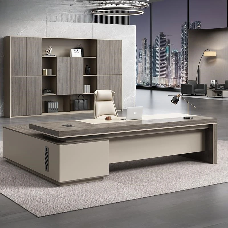 Freshly Exquisite Office Desk Modern Design Fashionable Elegant Office Desk Durable Wooden Office Furniture Meja Kantor XYOD