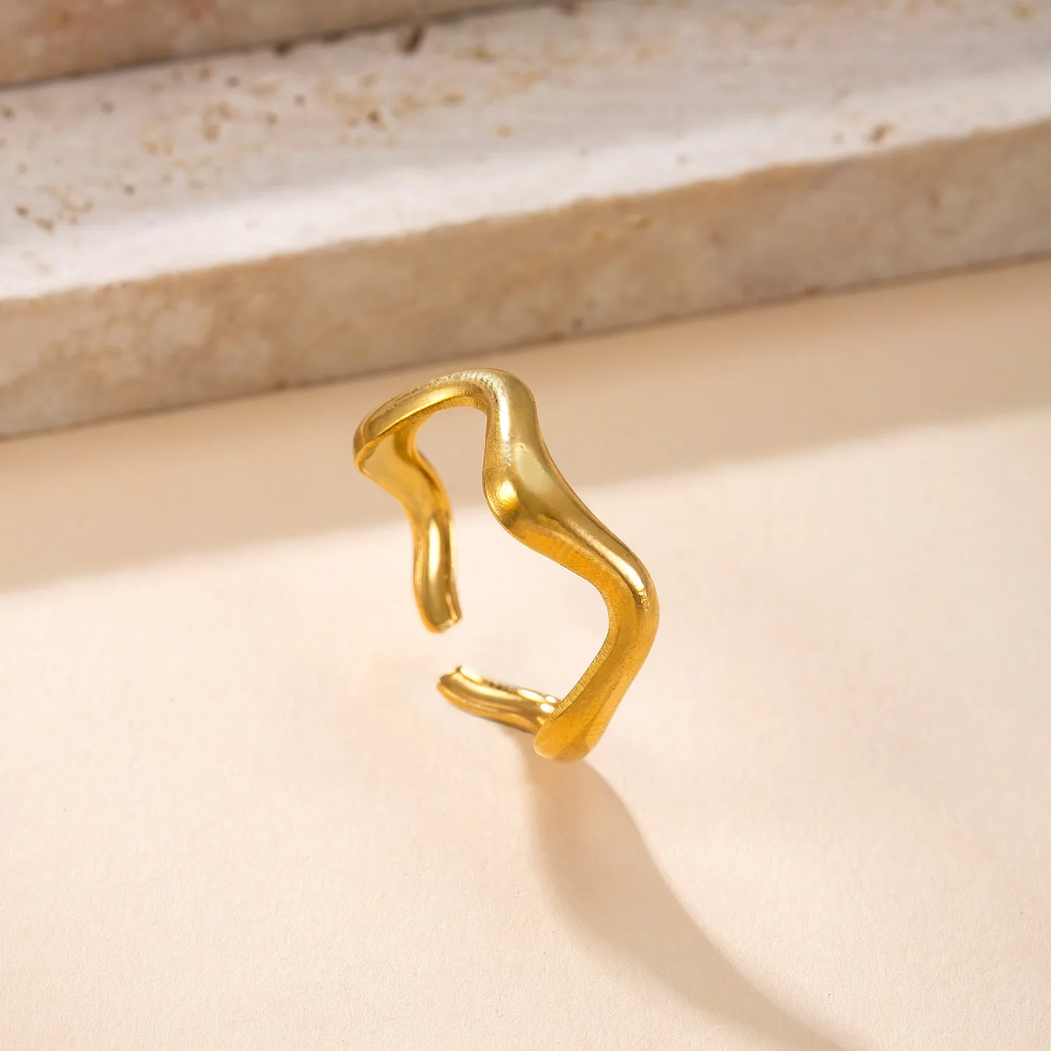 Irregular Twisted Open Ring for Women, Stylish Design Titanium Steel Ring, Trendy Personality Jewelry