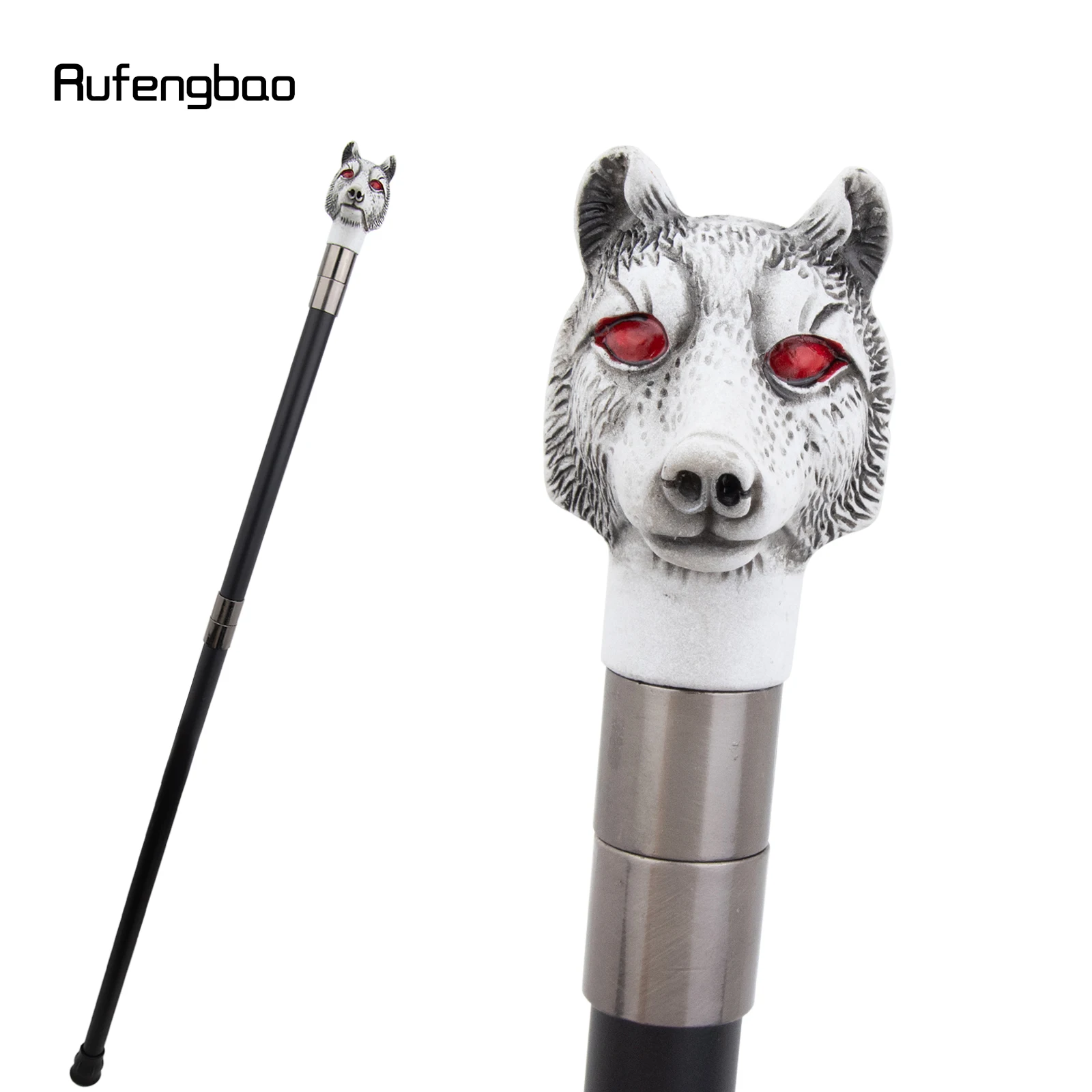 Red Eyes Silver Resin Wolf Head Walking Cane Stick  Cane Decorative Stick Cane Halloween And Parties, For Cosplay & Party