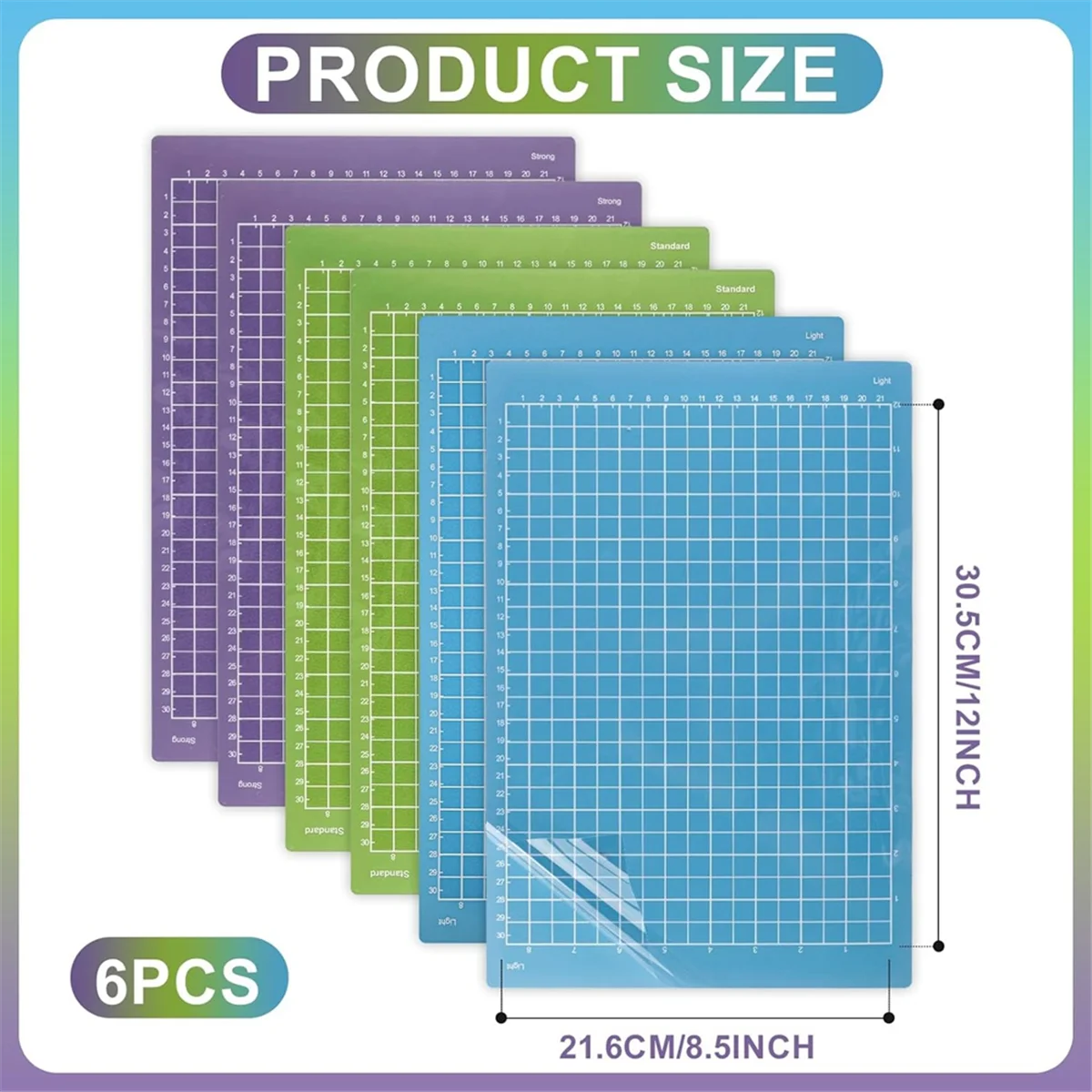 6PCS 8.5x12in Cutting Mat for Cricut Joy Xtra (StandardGrip, LightGrip, StrongGrip), Reusable Cutting MatsAB32