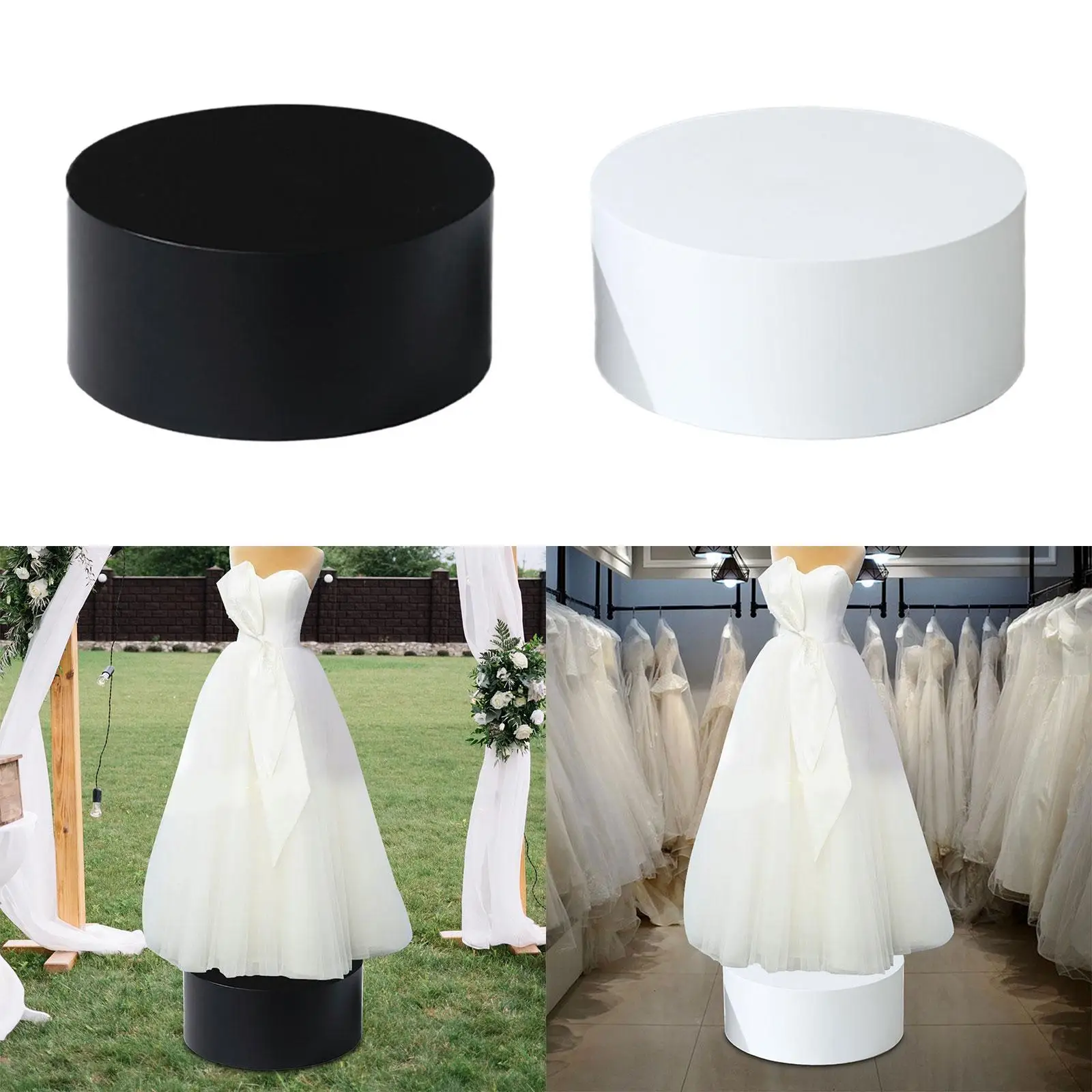 Round Mannequin Display Pedestal Stand Bridal Shop Cylinder Plinth Raiser for Dressing Room Party Model Event Decor Showcase