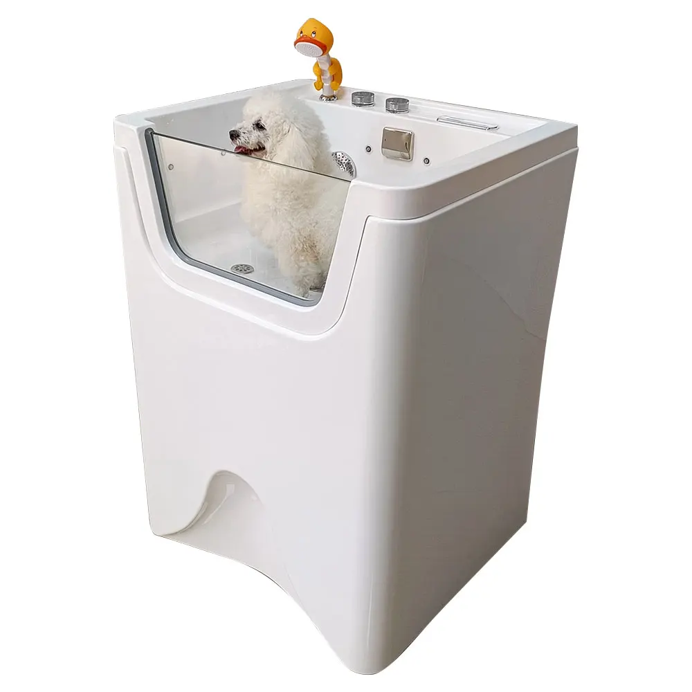 

New Arrival Ozone Professional Pet Dogs Wash Grooming Jacuzzier Acrylic LED Bath Tub Freestanding Massage Pet Spa Bathtub