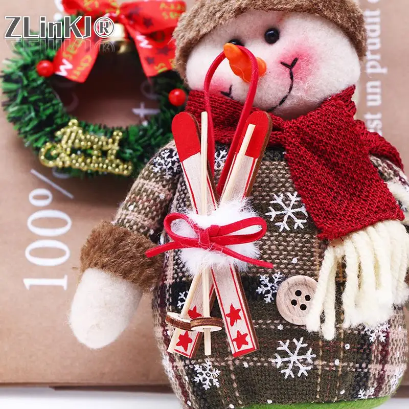 1pc Mini Wooden Sleigh Xmax Tree Pendant Ornament Miniture DIY Christmas Landscape For 1/12 Doll House Dollhouse Accessories