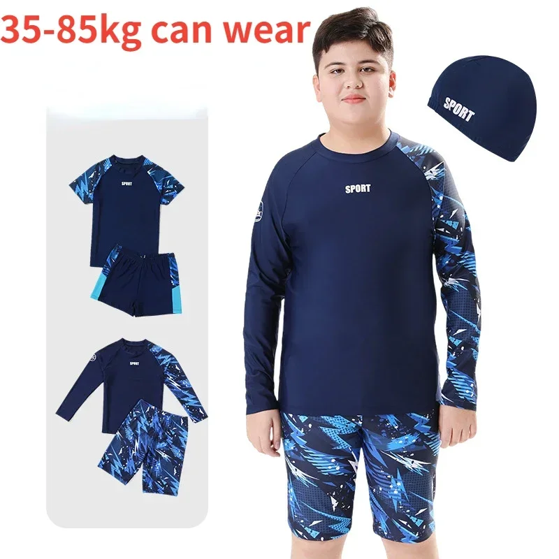 Traje de baño de cuerpo dividido para niños, traje de baño Teeange, traje de baño profesional con protección solar, conjunto de primavera caliente, nuevo, 35-85kg