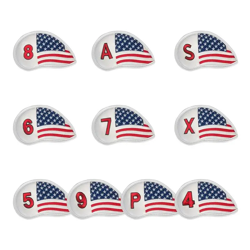 

Golf Iron Head Covers Set 10X Us Flag Golf Club Head Cover Us Flag Wedge Cover Golf Head Covers For Driver & Fairway Woods Iron