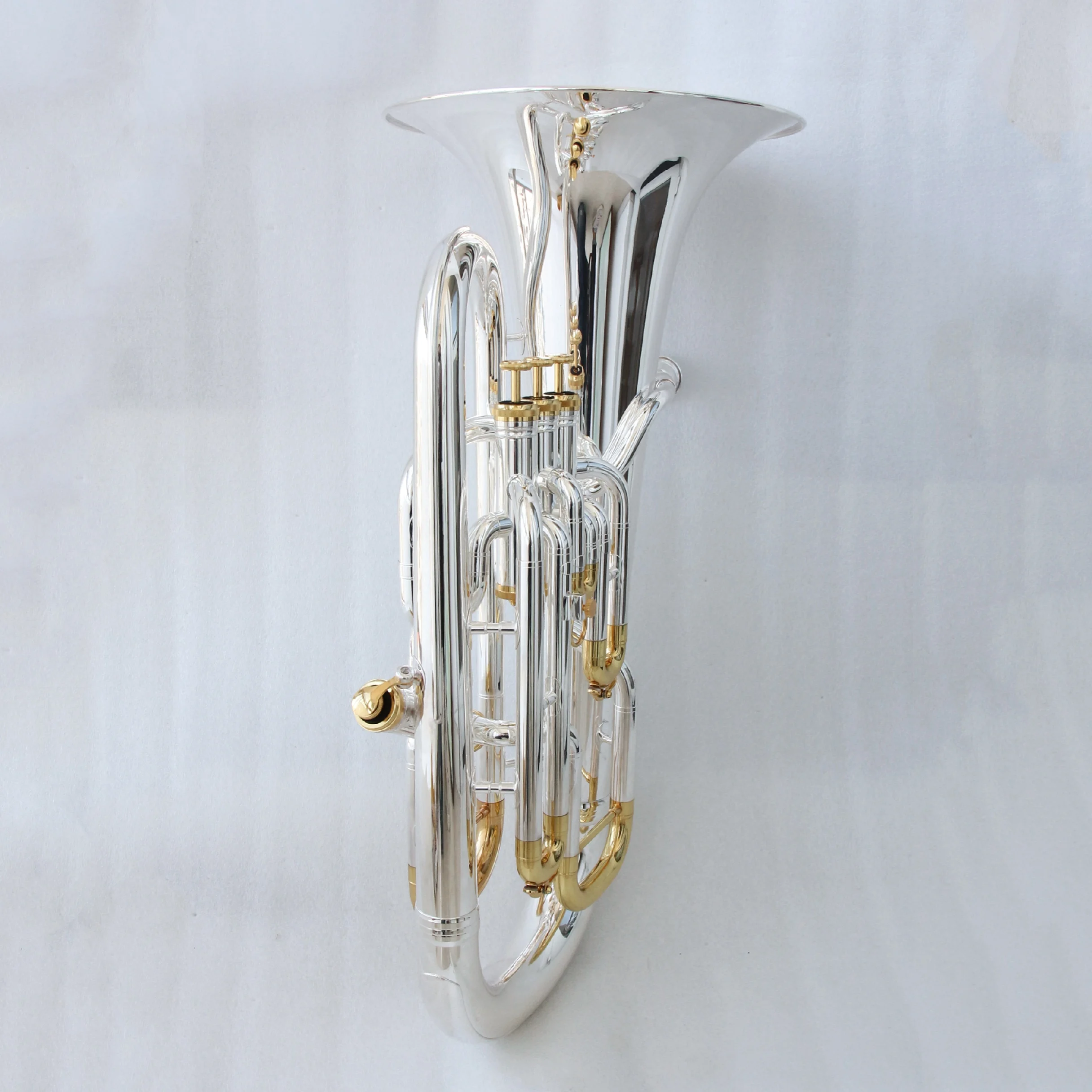Brass professional quality silver plated 3 + 1 bass horn for sale in China