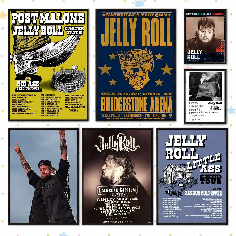 Rapper Jelly Roll Poster HD Printed, Self-Adhesive, No Residue on Removal, Dorm & Bedroom Decor，gift