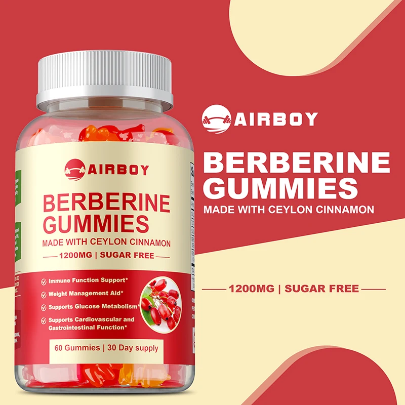 

Berberine Gummies - Contains Ceylon Cinnamon To Support Digestive Health and Energy Metabolism, Weight Management, and Immunity