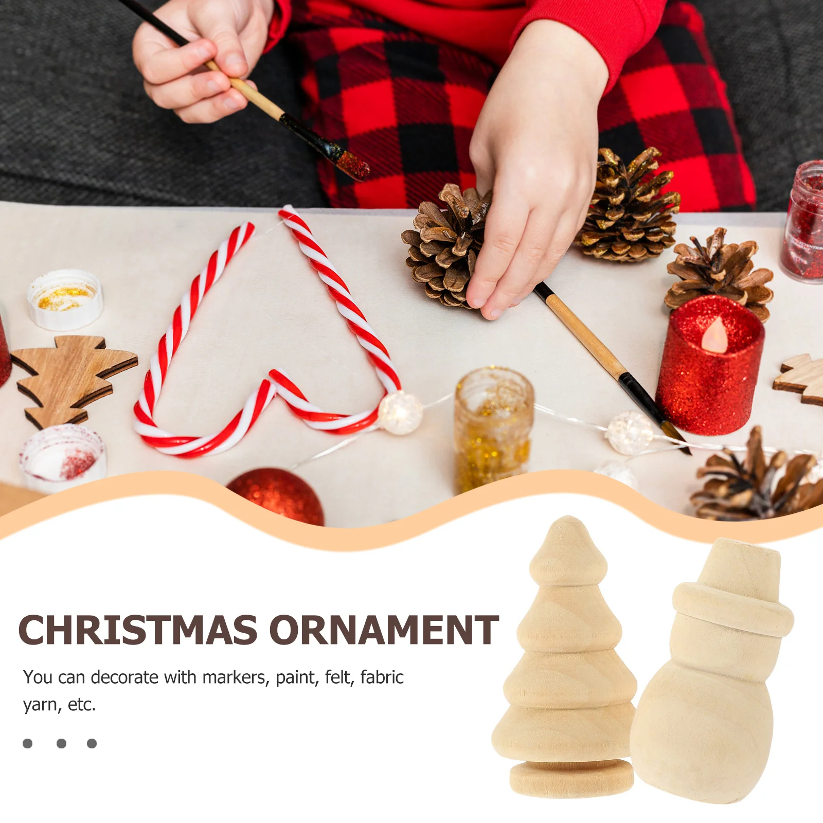 

20Pcs Blank Wooden Christmas Ornaments DIY Xmas Crafts Unfinished Decor Smooth Surface Safe for Kids Holiday Table Setting