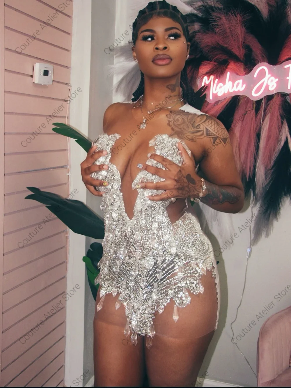 Squisiti pietre d'argento abiti da ballo 2026 di lusso con perline strass maglia mini cocktail abito da ritorno a casa ragazze nere personalizzate