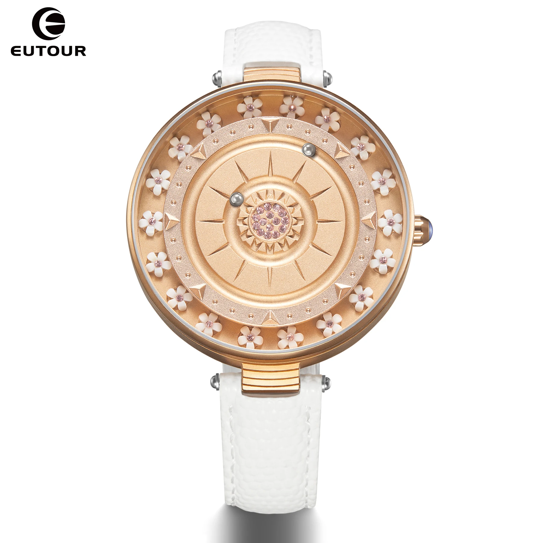 EUTOUR 2025 New Quartz Limited Edition Luxury Homemade magnetic Crystal Set Ladies Unisex Designer genuine leather Strap Watch