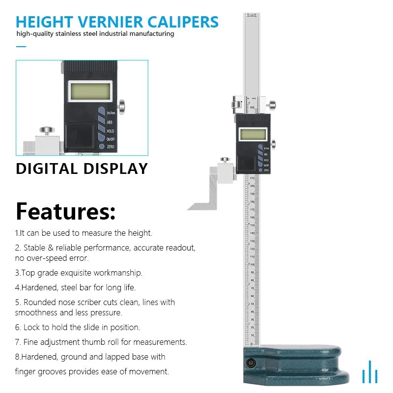 XCAN Caliper 0-300mm Digital Height Gauge Stainless Steel Digital Caliper Height Measuring Tools