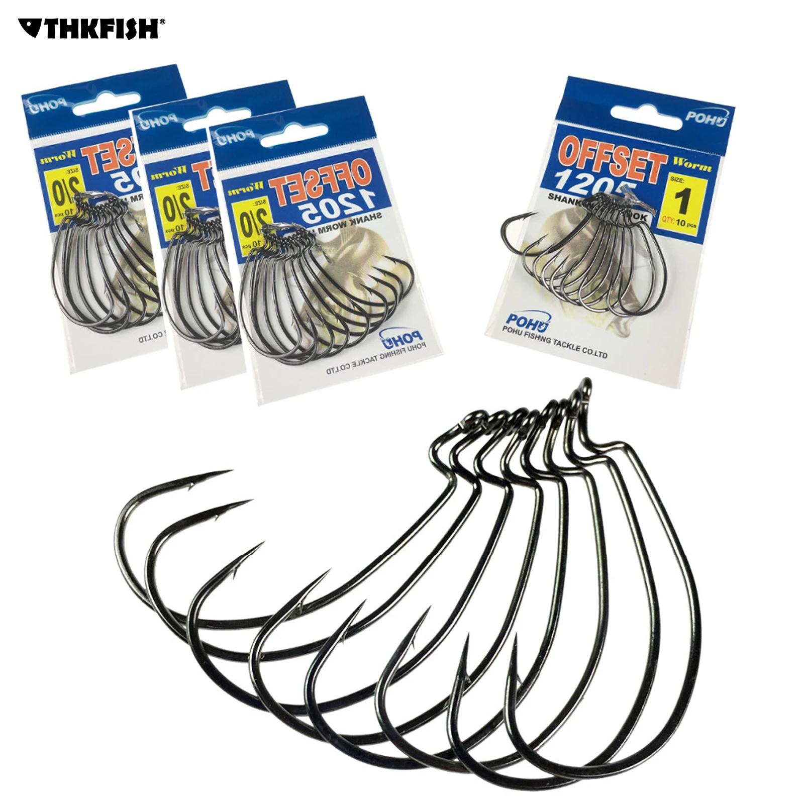 10pcs Offset Fishing Hooks Crank Worm Fishhook 1205 #5-#5/0 High Carbon Steel Barbed Hook For Soft Lures Fishing Accessories