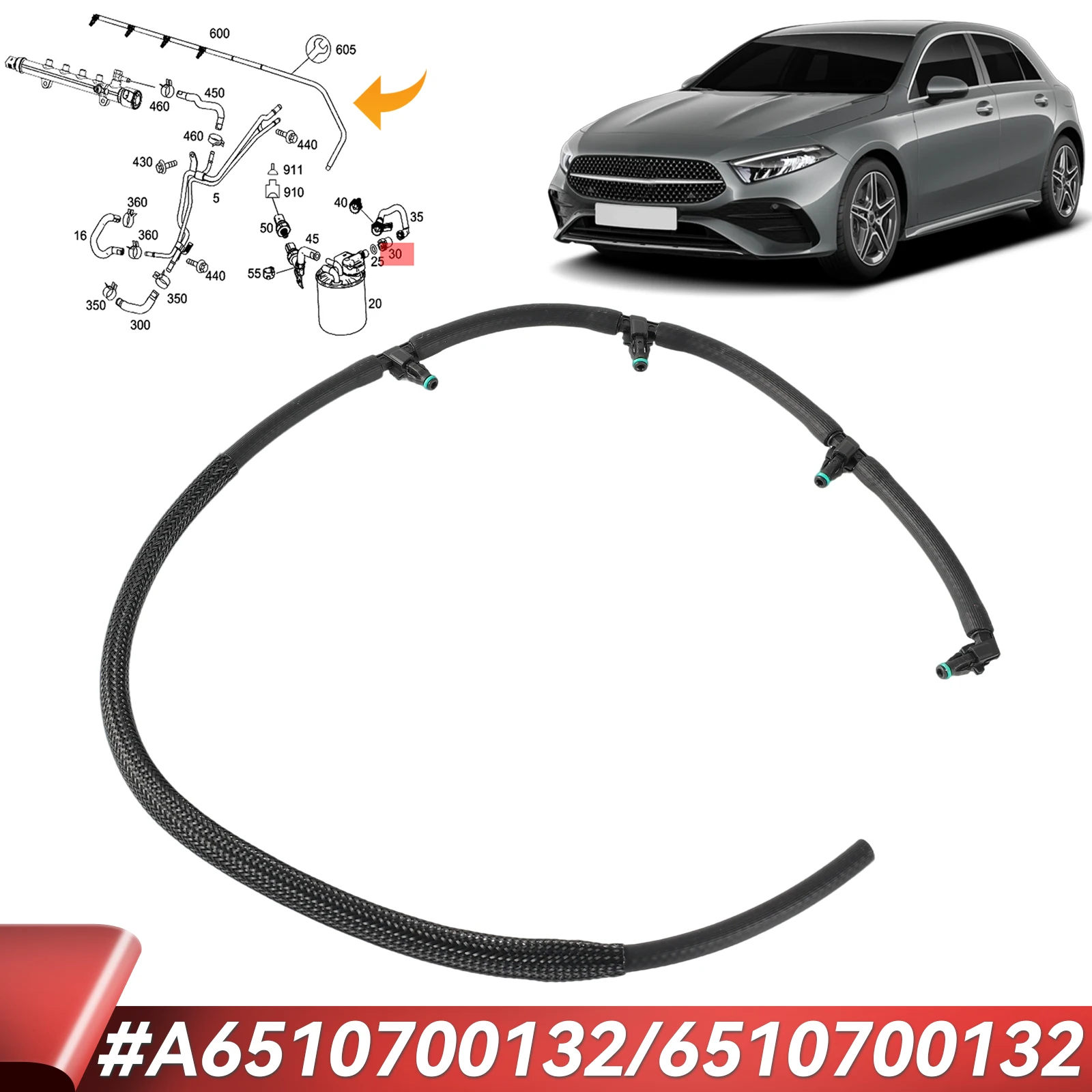 Fuel Return Pipe Fuel Overflow line A6510700132 For Benz W176 W246 W204 W205 W212 A180CDI B200 C220 E250 GLA/C/E/K ML S Sprinter